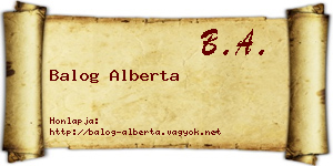 Balog Alberta névjegykártya